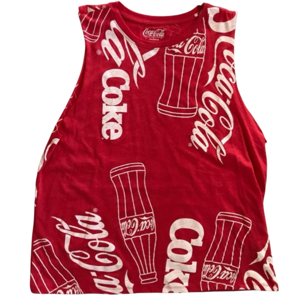 Women’s Coco Cola Red and White Graphic Sleeveless Tee Juniors XXL 19 Juniors